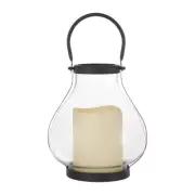 11 In. Glass Hurricane Lantern with Timer Candle