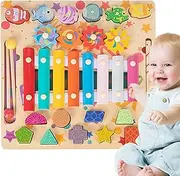 Shape Puzzle,Magnetic Color Matching Toy - Musical Xylophone Wood Fishing Board for Number Color Recognition Teens Travel