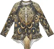 [Joitme] Intricate Crescent Star Girls' UPF 50+ Pool & Beach Swimsuit