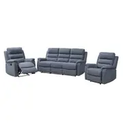 Edison 3+1+1 Fabric Recliner Lounge Suite - Steel Blue