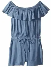 $299 People's Project LA Girls Blue Jenelle Off The Shoulder Woven Romper Size S