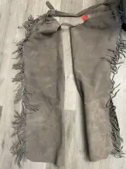 NWT - Vintage - Gray Leather Suede Cowboy Chaps - Large - California Saddlery