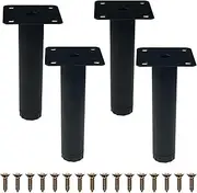Mimhooy 4" / 10cm Furniture Legs Set of 4, Modern Metal Sofa Legs Furniture Support Feet Replacement Leg for Sofa Couch Chair Ottoman Cabinet Table (Black)