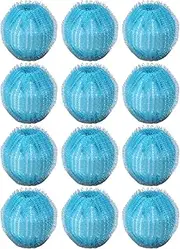 Laundry Dryer Balls - Laundry Scrubbing Balls for Drying Machine | 12x Portable Washer Lint Extractors Catcher for Home, Apartment, School