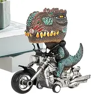 Drift Car Ornament, Dinosaur Riding Motorcycle Model, Collectible Drifting Car Ornament, Dynamic Design 4.92x4.33x2.17 in Ideal for Auto Lovers, Desk, Dashboard, Home Decor