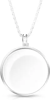 5X Necklace Magnifier, Magnifying Glass Pendant Necklace with 1-3/4 inch Diameter Glass Lens and 36 Inch Long Chain for Library, Reading, Jewelry, Halloween Decorations