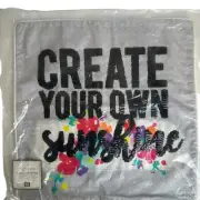 POTTERY BARN TEEN Pillow Case Create Your Own SUNSHINE NWT NEW Sequins 18 x 18"