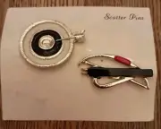 Vintage Scatter Pin Set Pins Bow Arrow Target New Old Stock Silver Tone