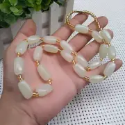 Afghanistan White Jade Necklace with Shaped Chain Pendant Pendant Necklace