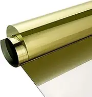 Reflective Window Film One Way Mirror Privacy Film Heat Control Anti UV Adhesive Window Tint Sticker for Home and Office, 60Inch x 17.7Inch, Gold Silver