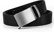 [HEIX] Men's Casual Nylon Belt with Heavy-Duty Automatic Metal Buckle, Adjustable Quick-Dry Belt, Fits 70-116cm Waist, 130cm Length, 3.4cm Wide