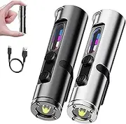Taclite Mini - The Ultimate Everyday Micro Tool, Rechargeable LED Magnetic Super Bright Tactical Flashlight with Hat Clip, Dual Light System, Waterproof, 3 Brightness (Black+Silver)