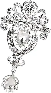 [Generic] 1 Pcs Fashion Crown Rhinestone Crystal Broach Silver Large Flower Bridal Brooch Pin Wedding Broach Pin Lapel Pins