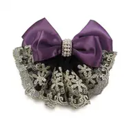 2 Pcs Stylish Floral Lace Satin Bow Barrette Lady Hair Clip Cover Net Bowknot Bun Snood Women Hairgrips Hair Accessories