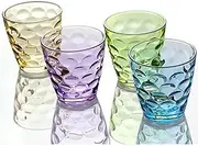 Drinking Glasses Set of 4, 8.8oz Small Colored Vintage Glass Cups, Kitchen Tumbler Drinkware for Cocktails, Water, Mixed Drinks, Whiskey, Beverage, Wine, Milk and Juice