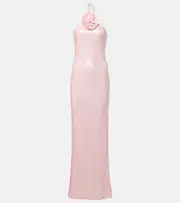 [Rodarte] Rodarte Floral appliqué sequined gown AU 14 pink