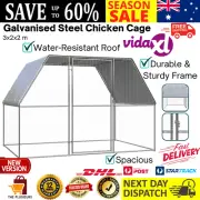 Chicken Cage Hen House Coop Enclosure Silver and Grey Galvanised Steel vidaXL AU