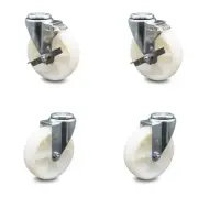 5 Inch Nylon Wheel Swivel Bolt Hole Caster Set with 2 Brake Service Caster Brand