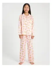 [Tilii] Satin Corgi Stripe Pyjama Set in Pink