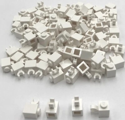 Lego 100 New White Bricks Building Blocks Modified 1 x 1 w/ Clips Parts