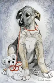 Irish Wolfhound, "Puppy and Teddy" Limited Edition Giclee Print