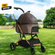 Pet Stroller, 3 in 1 Double Cat Dog Carrier Backpack Travel Strollers Pram Seat