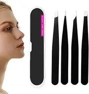 Eyebrow Plucker Tweezers,Professional Stainless Steel Eyebrow Tweezers Set | 4X Great Precision Plucking Tool, Multifunctional Easy Hair Remover for Facial Hair