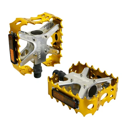 Wellgo Old school BMX MTB Bear Trap 9/16" Bicycle Pedals , Gold