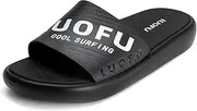 [JOMIX] Bathing Shoes Summer Men's Bath Slippers Flat Bath Slippers Non-Slip Soft Slippers, black, 11 AU