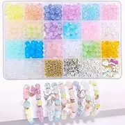 Enjoymade Glass Beads Bracelet Making Kit, Lovely Cute Jewelry Making Kit for Girls, DIY Bulk Acrylic Gradient Bubble Bead Necklace, Birthday Gift