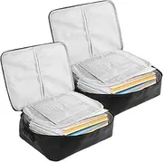 Fireproof Lockable Document Storage Bags Safe Document Bag with Lock and Zipper Waterproof Heat Insulated File Storage Bag Multipurpose Documents Organizer for Passport Files Laptop (2, Black)