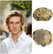 Mens Wig Hair 613#Blond Indian Human Hair Men's Toupee 0.08-0.10mm Thin Skin Base Men's Capillary Prothesis Mens Toupee(6x8)