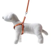 SET Dog Leash & Harness Lightweight Soft Nylon Adjustable No-Pull HAPPET Orange