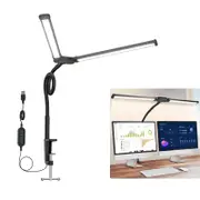 Double Head Clip Desk Lamp With Gooseneck Tube Led In Black