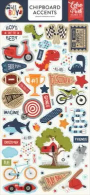 Echo Park Paper ALL BOY 6x13 Sheet of Chipboard Accents