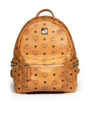 Brown Leather Viseto Stark Side Studded Backpack