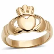 RING CELTIC CLADDAGH STAINLESS STEEL GOLD TONE FINISH TK160r