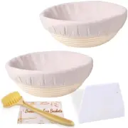 Banneton Bread Proofing Basket Set of 2, 9 Inch Round Sourdough Bread Baking ...