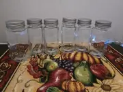 Glass Spice Jars W/ Metal Lids Storage Bottles Containers Lot Of 6 New