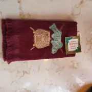 NWT FISH/ CREEL Burgandy Christmas Decorative Fingertip Towel Embroidered. RARE