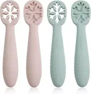 PandaEar Snowflake Design Baby Spoon Set (4 Pack)|BPA Free Stage One Silicone...