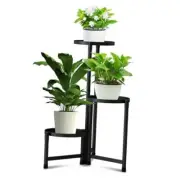 Metal Plant Stand Shelf Rack Indoor Outdoor Multiple Black 3 Tier Tall 3 tier