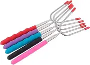 5Pcs Telescopic Stainless Steel BBQ Forks for Outdoor Barbecue Ergonomic Handle Durable Skewers for Camping Picnic and Grilling No Soaking Required