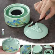 Ink Pool Table with Cover Ceramic Cartridge Panda Bowl Supplies Plate Pen Holder