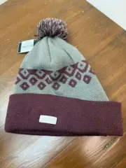 Ping Ladies Pom Pom Knit Golf Beanie Hat Cap Burgundy Gray Nightingale NWT $25