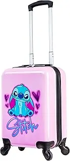 [Disney] Stitch Suitcase Set or Individual, Hard Shell Suitcase with Wheels 28L, 50L or 91L, 4 Wheels (Pink Stitch Small)