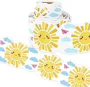 FYSUIMU 65 Ft Sun Bulletin Board Border Cute Cartoon Sun Cloud Die Cut Border Trim Roll for Back to School Home Classroom Summer Party Wall Decoration