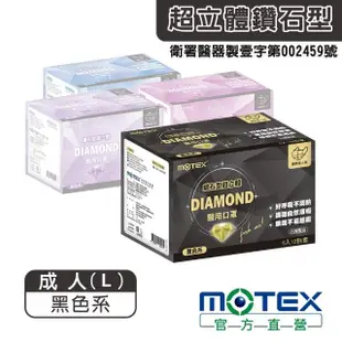 【MOTEX 摩戴舒】鑽石型醫用口罩(黑色)