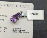 Limited Edition 2.42ct Purple Amethyst Sterling Pendant Authenticity Certificate