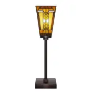 Unbranded Table Accent Lamp 18" Steel Metal Round Dark Granite W/ Glass Shade